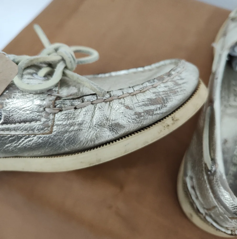Sperry Original Leather Boat Shoes Metallic Gold Women's Size 8M